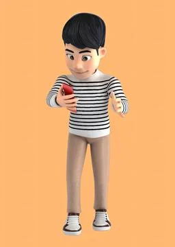 Fun 3D cartoon kid walking like a zombie Stock Illustration