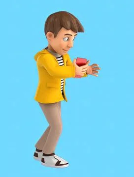 Fun 3D cartoon kid walking like a zombie Stock Illustration