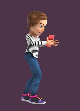 Fun 3D cartoon kid walking like a zombie Stock Illustration