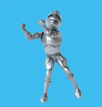 Fun 3D cartoon knight dancing Illustrazione stock