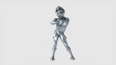 Fun 3D cartoon knight doing a fit dance (with alpha channel) Stock Footage 345566742