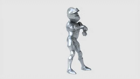 Fun 3D cartoon knight doing a fit dance (with alpha channel) Stock Footage 345566774