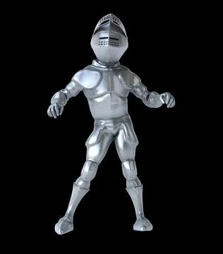 Fun 3D cartoon knight doing a fit dance Stock Illustration