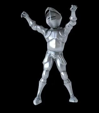 Fun 3D cartoon knight doing a fit dance Stock Illustration