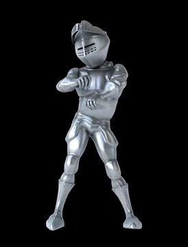 Fun 3D cartoon knight doing a fit dance Illustrazione stock