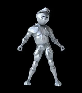 Fun 3D cartoon knight doing a fit dance Illustrazione stock