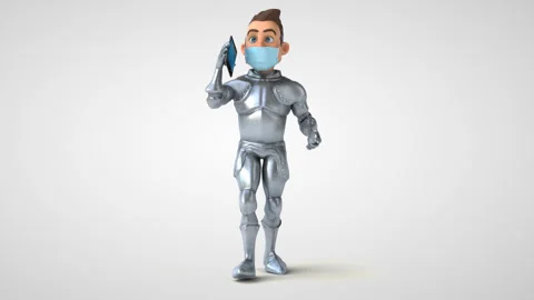 Fun 3D cartoon knight walking Stock Footage 131176331