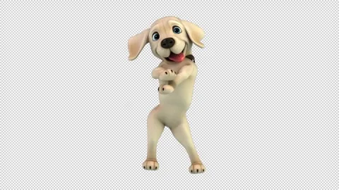 Fun 3D cartoon labrador doing a fit dance (with alpha channel) Stock Footage 345566791