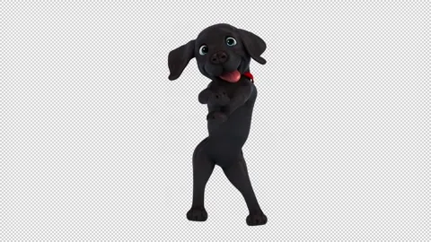 Fun 3D cartoon labrador doing a fit dance (with alpha channel) Stock Footage 345566815