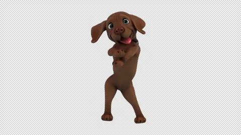 Fun 3D cartoon labrador doing a fit dance (with alpha channel) Stock Footage 345566854