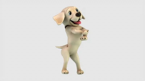 Fun 3D cartoon labrador doing a fit dance (with alpha channel) Stock Footage 345566952