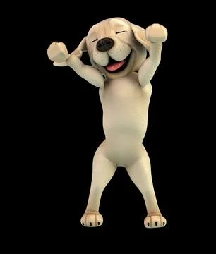 Fun 3D cartoon labrador doing a fit dance Stock Illustration