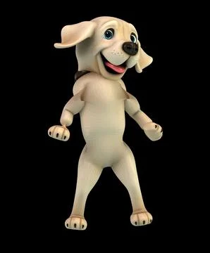 Fun 3D cartoon labrador doing a fit dance Stock Illustration