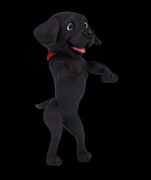 Fun 3D cartoon labrador doing a fit dance Stock Illustration