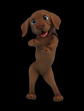 Fun 3D cartoon labrador doing a fit dance Stock Illustration