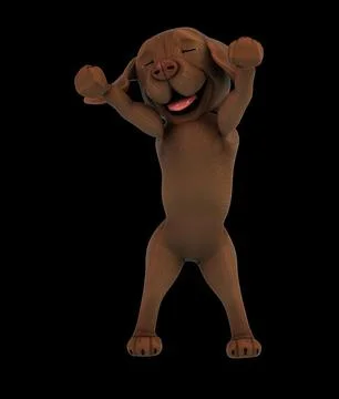 Fun 3D cartoon labrador doing a fit dance Stock Illustration