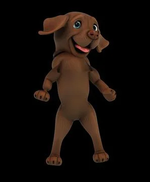 Fun 3D cartoon labrador doing a fit dance Illustrazione stock
