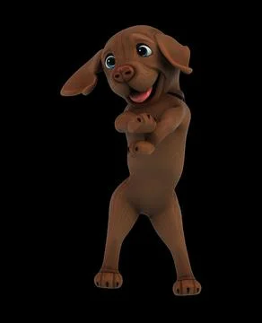 Fun 3D cartoon labrador doing a fit dance Stock Illustration