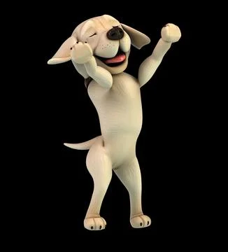 Fun 3D cartoon labrador doing a fit dance Illustrazione stock