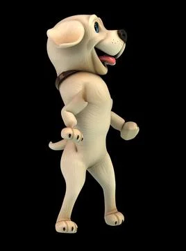 Fun 3D cartoon labrador doing a fit dance Stock Illustration