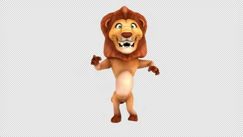 Fun 3D cartoon lion dancing (with alpha channel included) Stock Footage 237444644