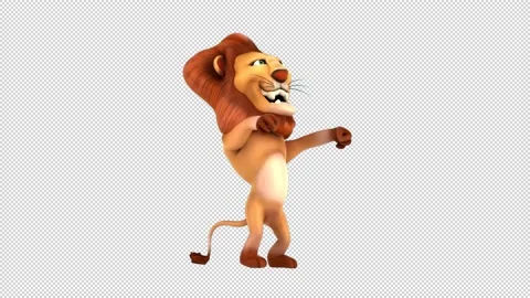 Fun 3D cartoon lion dancing (with alpha channel included) Stock Footage 237444913