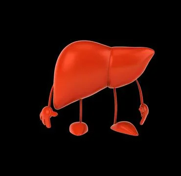 Fun 3D cartoon liver walking Illustrazione stock