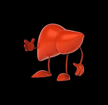 Fun 3D cartoon liver walking Illustrazione stock