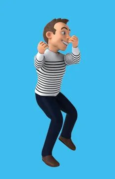 Fun 3D cartoon man dancing Stock Illustration