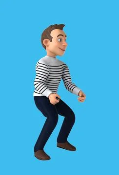 Fun 3D cartoon man dancing Stock Illustration