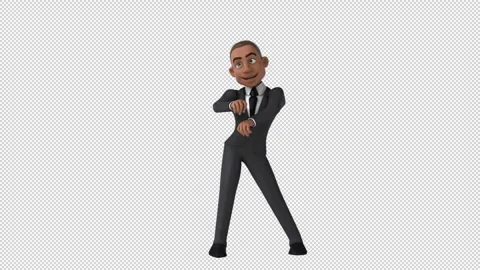 Fun 3D cartoon man doing a fit dance (with alpha channel) Stock Footage 345566230
