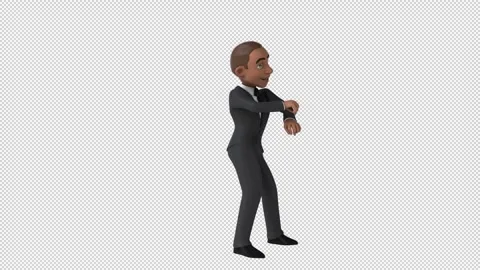 Fun 3D cartoon man doing a fit dance (with alpha channel) Stock Footage 345566234