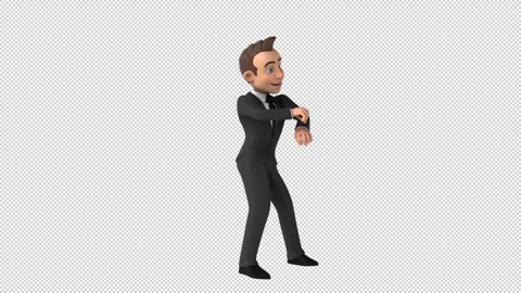 Fun 3D cartoon man doing a fit dance (with alpha channel) Stock Footage 345566238