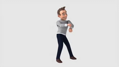 Fun 3D cartoon man doing a fit dance (with alpha channel) Stock Footage 345566262