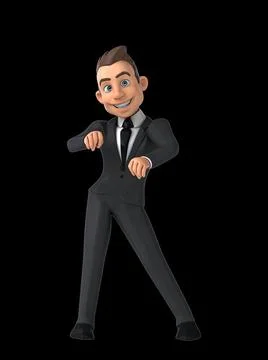 Fun 3D cartoon man doing a fit dance Illustrazione stock