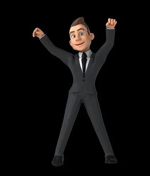 Fun 3D cartoon man doing a fit dance Illustrazione stock