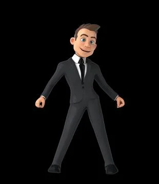 Fun 3D cartoon man doing a fit dance Stockillustratie