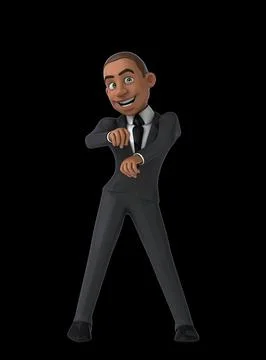 Fun 3D cartoon man doing a fit dance Stockillustratie