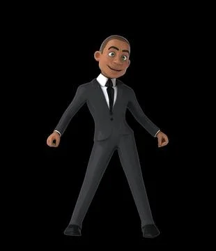 Fun 3D cartoon man doing a fit dance Illustrazione stock