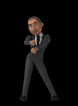 Fun 3D cartoon man doing a fit dance Stockillustratie