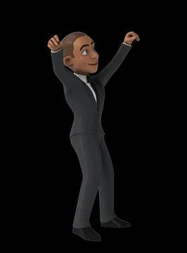 Fun 3D cartoon man doing a fit dance Illustrazione stock