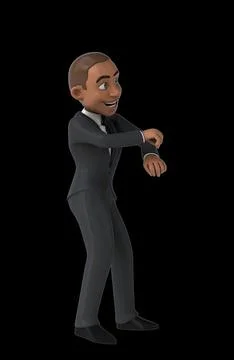 Fun 3D cartoon man doing a fit dance Stockillustratie