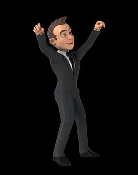 Fun 3D cartoon man doing a fit dance Иллюстрация