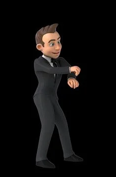 Fun 3D cartoon man doing a fit dance Stockillustratie