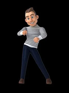 Fun 3D cartoon man doing a fit dance Illustrazione stock