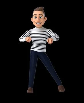 Fun 3D cartoon man doing a fit dance Illustrazione stock