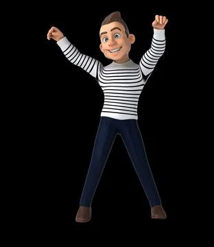 Fun 3D cartoon man doing a fit dance Illustrazione stock