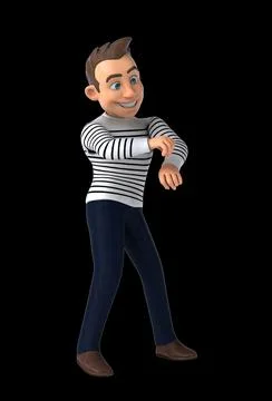 Fun 3D cartoon man doing a fit dance Stockillustratie