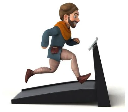 Fun 3D cartoon medieval man Stock Illustration