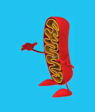 Fun 3D cartoon mitochondria (with alpha channel) Illustrazione stock